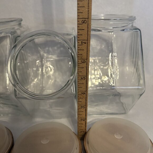 Vintage Hexagon Glass Merchant Canister Candy Cookie Jar Apothecary Set Of 3 - Picture 7 of 7